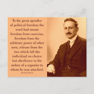 Postal Hayek en la libertad