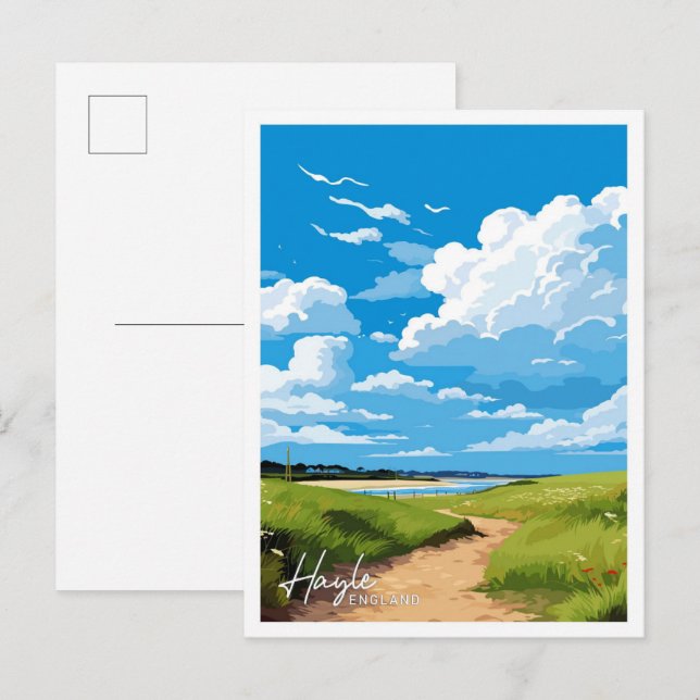 Postal Hayle England Art Travel Vintage ilustracion (Anverso / Reverso)