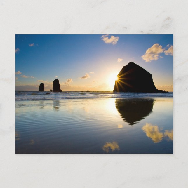 Postal Haystack Rock Sunset - Playa Cannon, Oregón (Anverso)
