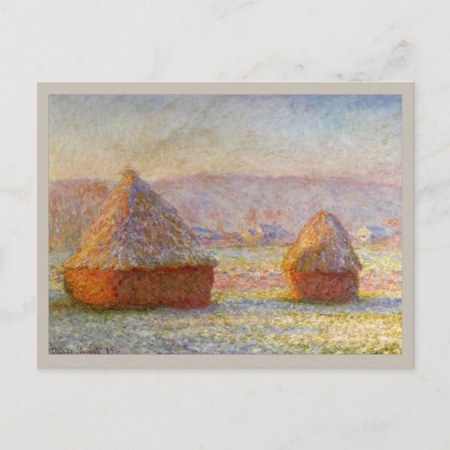 Postal Haystacks, efecto de escarcha blanca de Monet (Anverso)