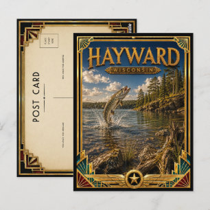 Postal Hayward Wisconsin Arte Deco Vintage Edad Dorada