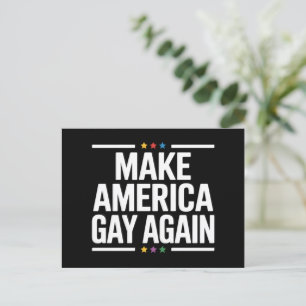 Postal Haz a América Gay de Nuevo Divertido Mes del Orgul