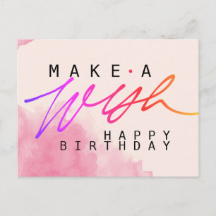 Postal Haz un Deseo Feliz Cumpleaños en Rosa