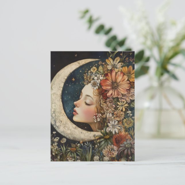 Postal Headdress y Crescent Moon florales 2 (Anverso de pie)