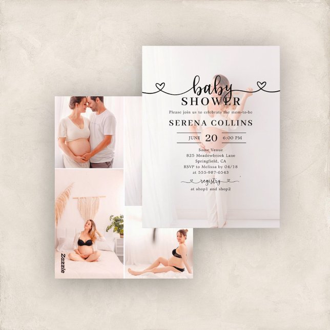 Postal Heart Calligraphy 4 Photo Baby Shower (Subido por el creador)