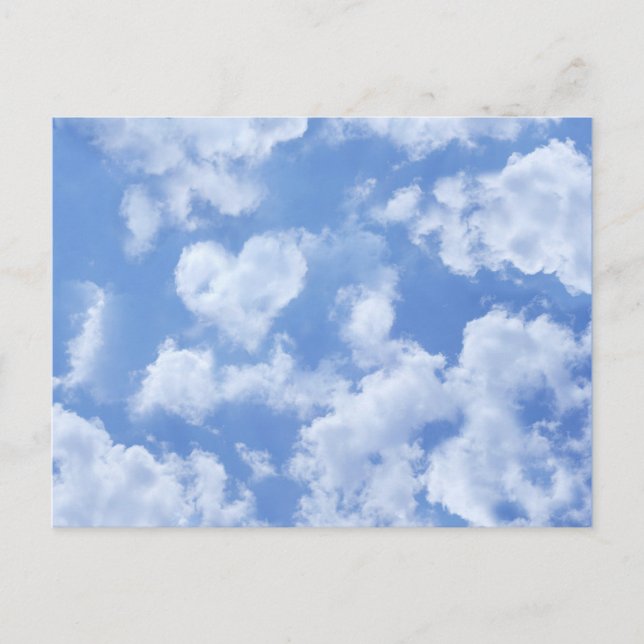 Postal Heart Cloud Sky Cute Modern Lovely Light Blue Chic (Anverso)