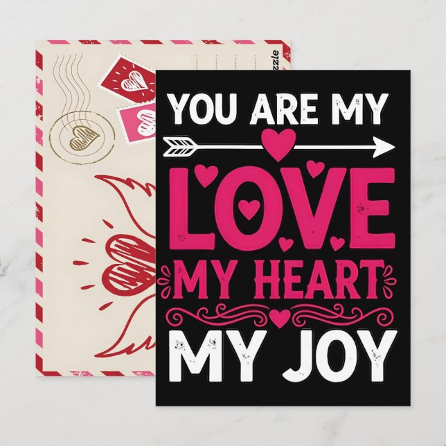 Postal Heart Hand-Drawn Valentines Day Postcard Mail Idea (Anverso / Reverso)