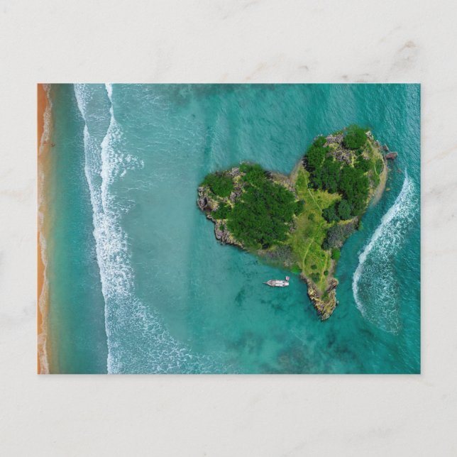Postal Heart Island Tropical Beach Ocean Travel Photo (Anverso)