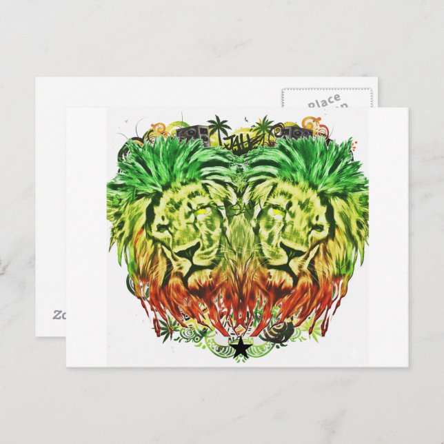 POSTAL HEART LION RASTA (Anverso / Reverso)