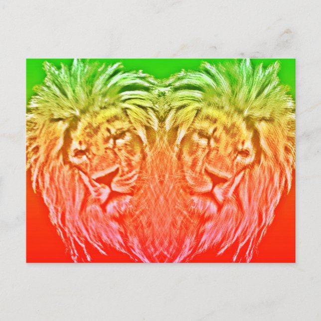 POSTAL HEART LION RASTA (Anverso)