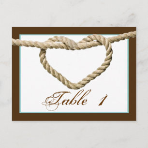 Postal Heart Love Knot Western Boda número de tabla