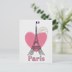 Postal Heart Love Paris Eiffel Tower Postcard