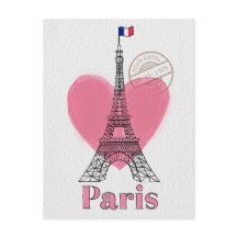 Heart Love Paris Eiffel Tower Postcard