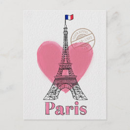 Postal Heart Love Paris Eiffel Tower Postcard