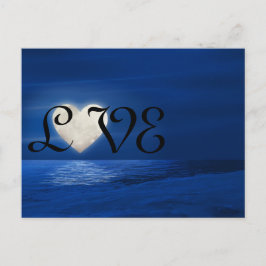 Postal Heart Moon con Snowy Beach LOVE Winter