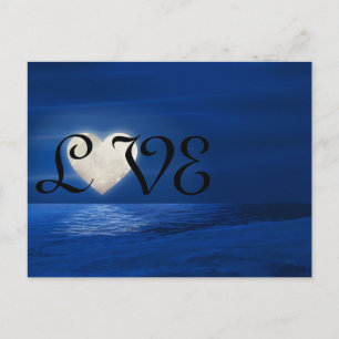 Postal Heart Moon con Snowy Beach LOVE Winter
