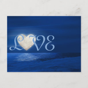 Postal Heart Moon con Snowy Beach LOVE Winter