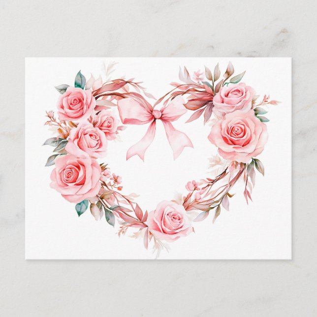 Postal Heart-Shaped Rose Wreath Romantic Valentine’s Day  (Anverso)