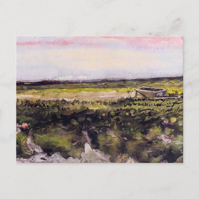 Postal Heath con una carretilla de Vincent van Gogh (Anverso)