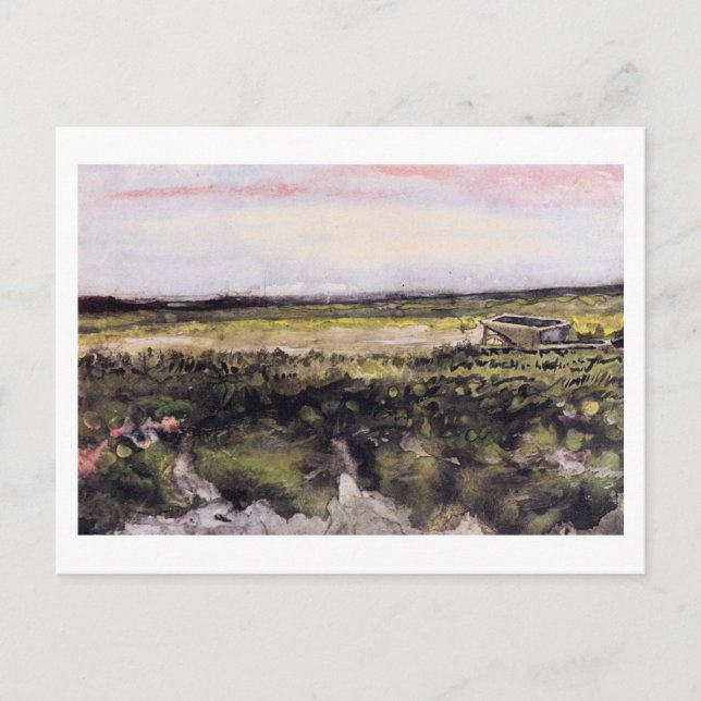 Postal Heath con una carretilla, Vincent van Gogh (Anverso)