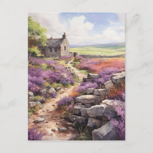 Postal Heather Moorland And Stone House Landscape