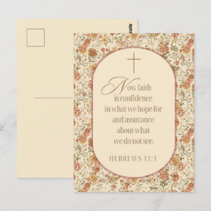 Postal Hebreos 11:1 Escritura de la fe Floral Vintage