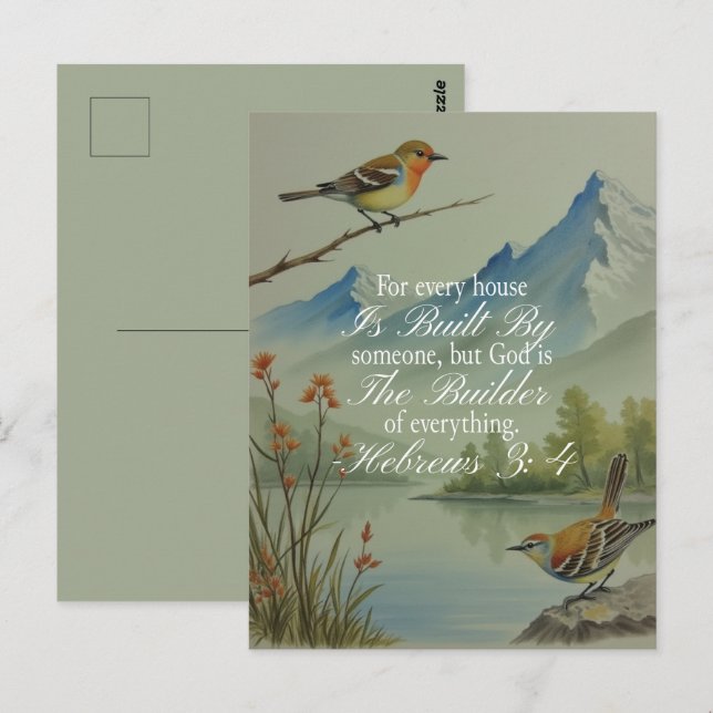 Postal Hebreos 3:4 Dios el Constructor Escrituras | Crist (Anverso / Reverso)