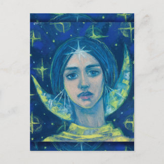 Postal Hecate, Diosa de la Luna Pastel Pintura Fantasía A