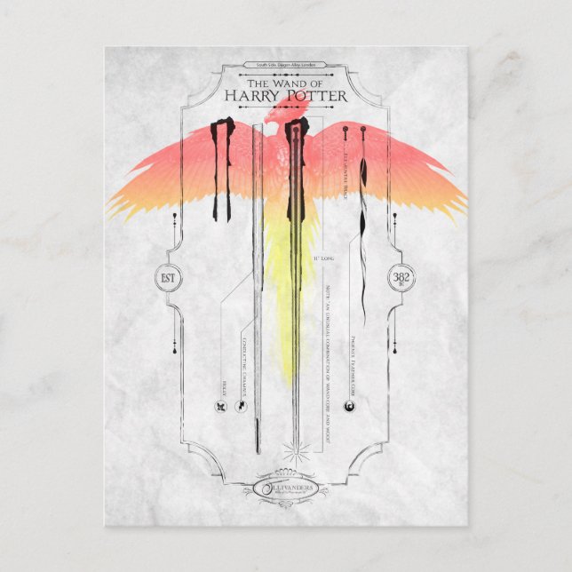 Postal Hechizo de Harry Potter | Infografía de la Varita  (Anverso)