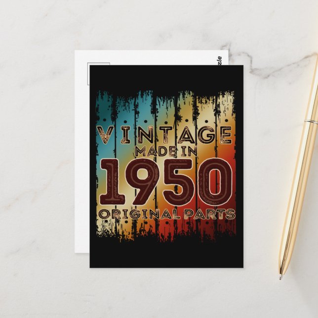 Postal Hecho Antiguo En 1950 Piezas Originales (Anverso/Reverso In Situ)