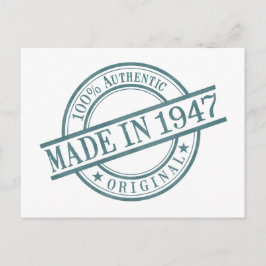 Postal Hecho en 1947 Logotipo de sello de goma redondo de