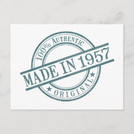Postal Hecho en 1957 Logotipo de sello de goma redondo de