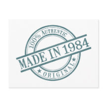 Hecho en 1984 Logotipo de sello de goma redondo de