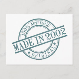 Postal Hecho en 2002 Año de Nacimiento Sello de Goma Logo