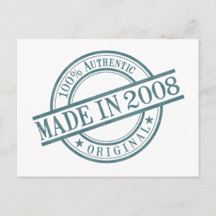 Postal Hecho en 2008 Sello Redondo de Goma Logotipo del A