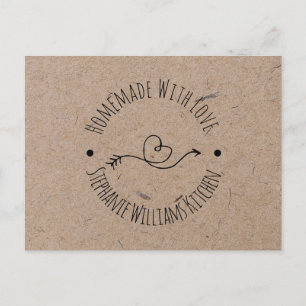 Postal Hecho en Casa con Amor   Falso Papel Kraft   Flech