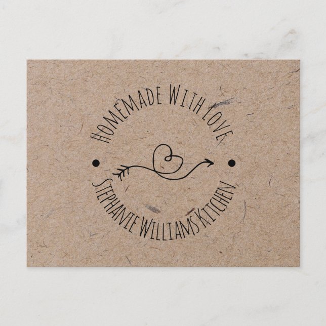 Postal Hecho en Casa con Amor | Falso Papel Kraft | Flech (Anverso)