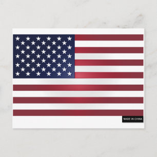 Postal Hecho en China - Bandera estadounidense