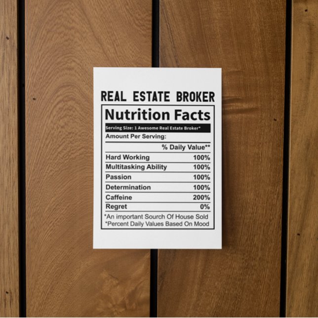 Postal Hechos divertidos sobre nutrición de los agentes i (funny real estate broker postcard)