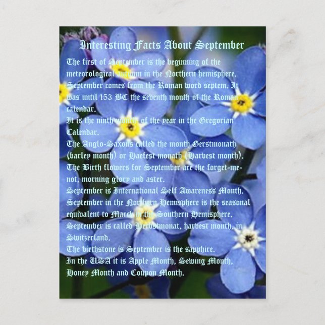 Postal Hechos Interesantes Sobre Septiembre (Anverso)
