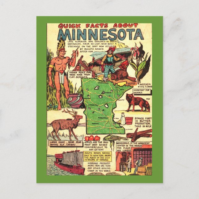 Postal Hechos Rápidos Sobre Minnesota (Anverso)