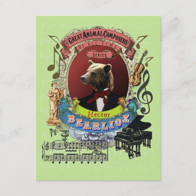 Postal Hector Bearlioz Bear Animal Composer Berlioz (Anverso)