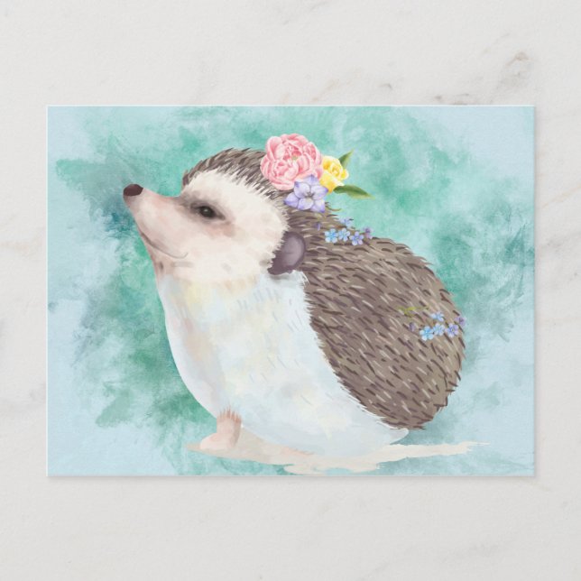 Postal Hedgehog acuarela (Anverso)