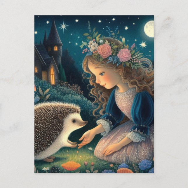 Postal Hedgehog Adorable con cuento de hadas de dos oreja (Anverso)