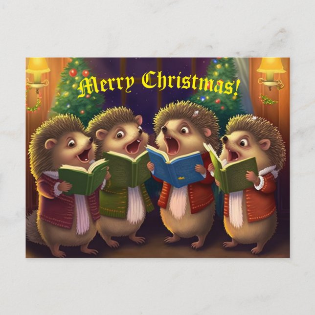 Postal Hedgehog Choir canta a Navidades Carols (Anverso)