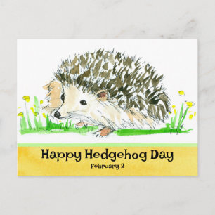 Postal Hedgehog Day Febrero 2 Fiestas Nacionales