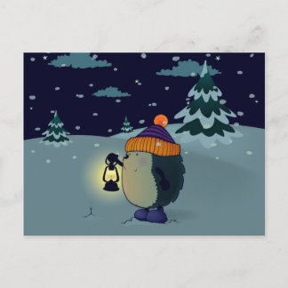 Postal Hedgehog en la noche