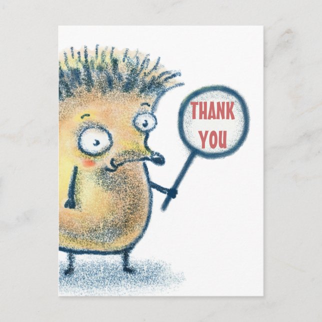 Postal Hedgehog Illustration Kids Thank You Postcard (Anverso)