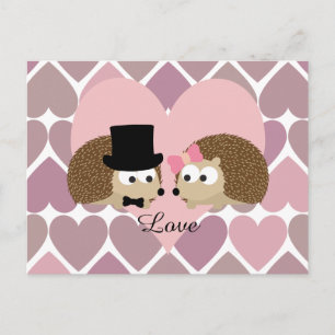 Postal Hedgehog Love with Hearts