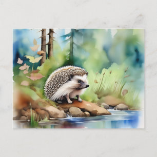 Postal Hedgehog Watercolor Cute